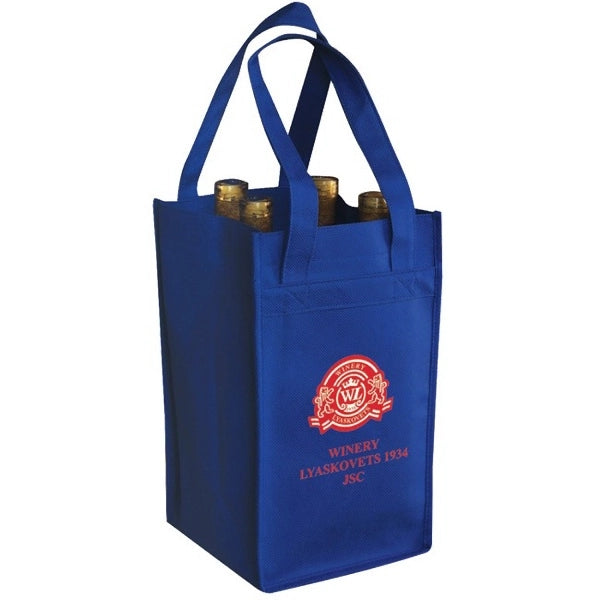 Non-Woven 4-Bottle Wine Bag - Item #4202 - Royal