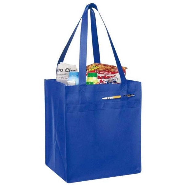 Non-Woven 100gsm Tote with Fabric-Covered Bottom 13" - Item #4193 - Royal
