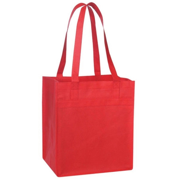 Non-Woven 100gsm Tote with Fabric-Covered Bottom 13" - Item #4193 - Red