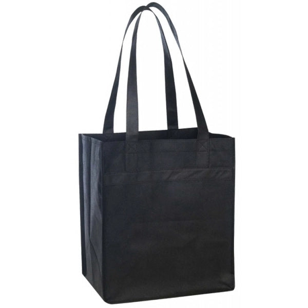 Non-Woven 100gsm Tote with Fabric-Covered Bottom 13" - Item #4193 - Black
