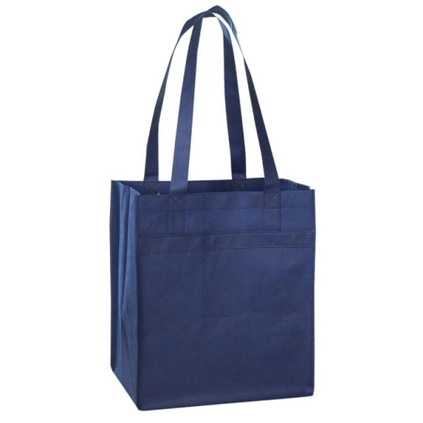 Non-Woven 100gsm Tote with Fabric-Covered Bottom 13" - Item #4193 - Navy