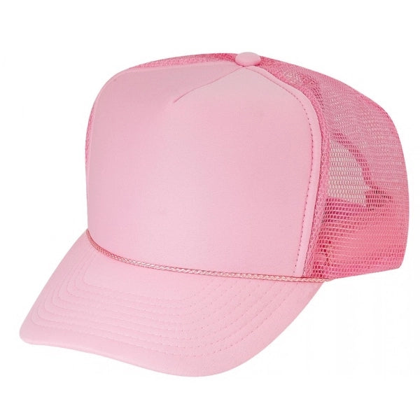 Solid Poly Foam Front Mesh Back Trucker Snapback Cap - Item #C2202 - Pink