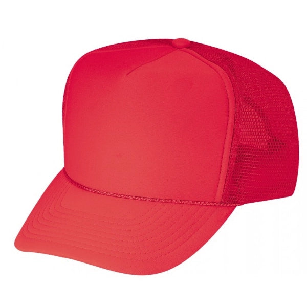 Solid Poly Foam Front Mesh Back Trucker Snapback Cap - Item #C2202 - Red
