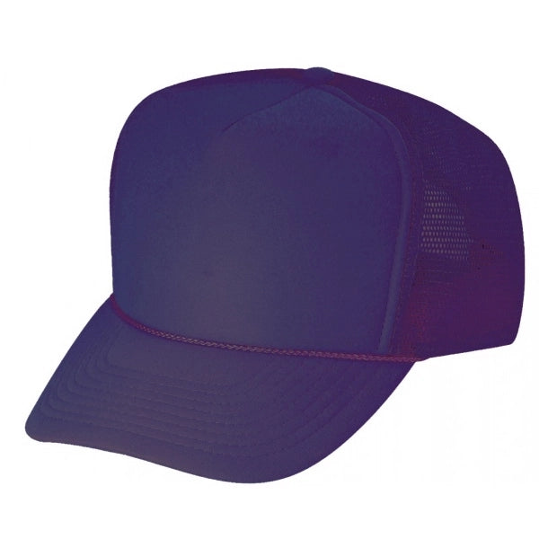 Solid Poly Foam Front Mesh Back Trucker Snapback Cap - Item #C2202 - Navy Blue