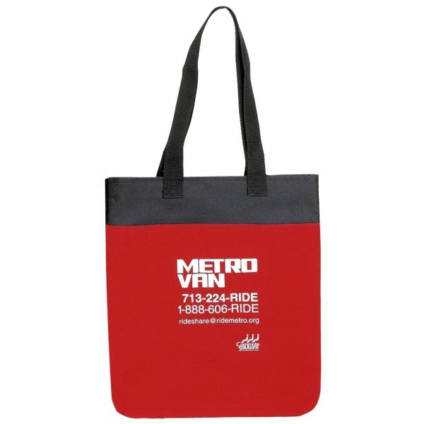 Basic 600D Poly Tote Bag 14" - Item #4152 - Red-Black