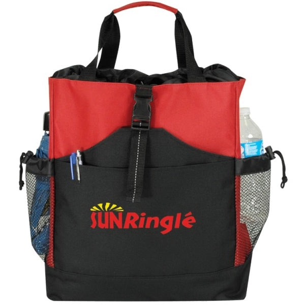 600D Poly Backpack Tote - Item #4025 - Red-Black