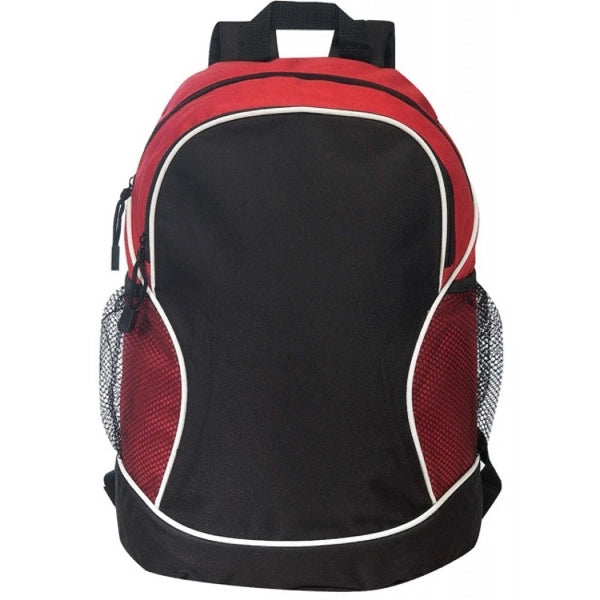 600D Poly Backpack with Side Pockets - Item #904 - Red-Black