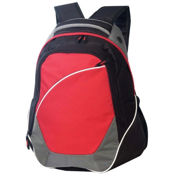 Deluxe 600D Poly Sling Backpack with Zipper Pocket - Item #905 - Red-Black
