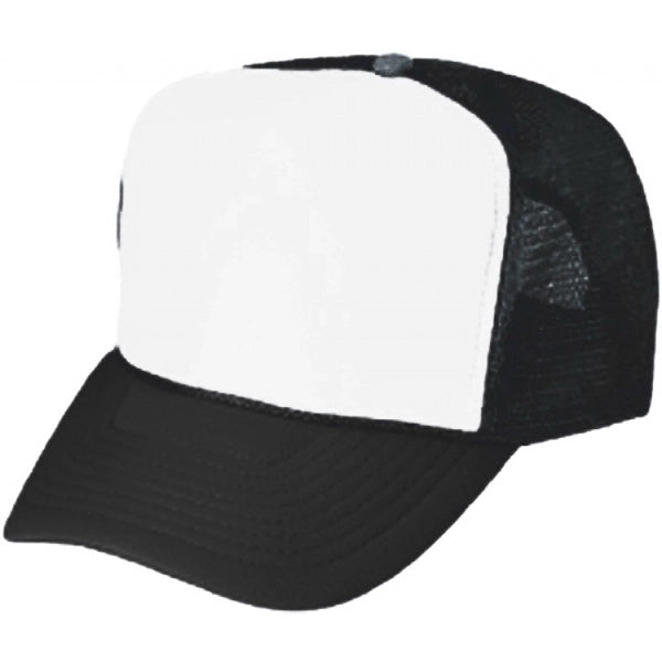 Two-Tone Poly Foam Front Mesh Back Trucker Snapback Cap - Item #C2203 - Black-White