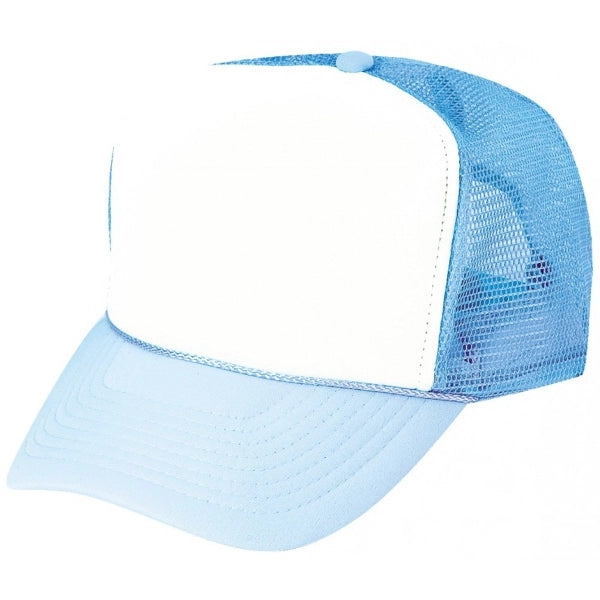 Two-Tone Poly Foam Front Mesh Back Trucker Snapback Cap - Item #C2203 - Col. Blue-White
