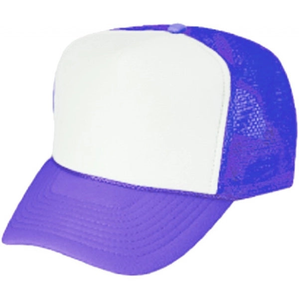 Two-Tone Poly Foam Front Mesh Back Trucker Snapback Cap - Item #C2203 - Royal-White