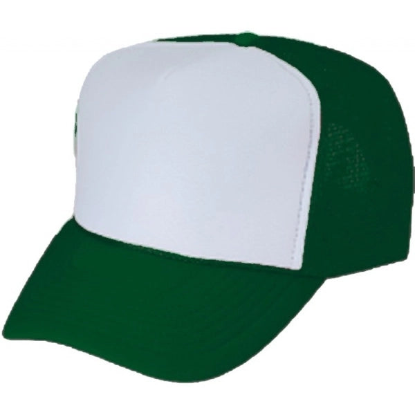 Two-Tone Poly Foam Front Mesh Back Trucker Snapback Cap - Item #C2203 - Dark Green-White