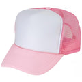 Two-Tone Poly Foam Front Mesh Back Trucker Snapback Cap - Item #C2203 - Pink-White