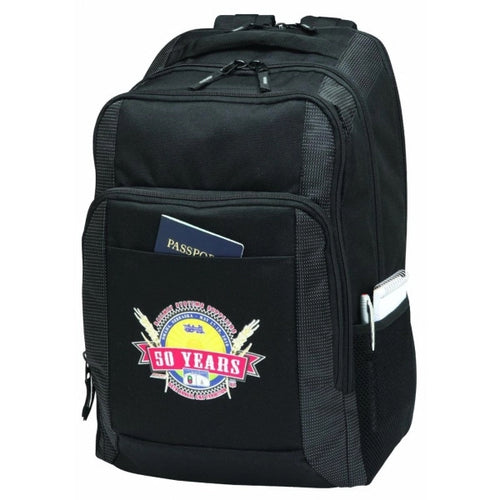 180 Multi-Function Deluxe 600D Poly Computer Backpack - Item #898 - Black