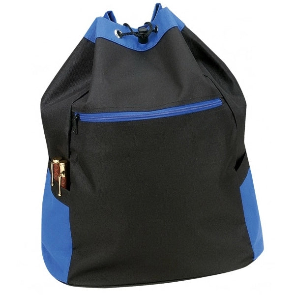600D Poly Drawstring Backpack - Item #977 - Royal-Black