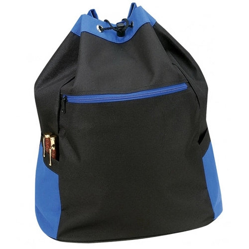 600D Poly Drawstring Backpack - Item #977 - Royal-Black