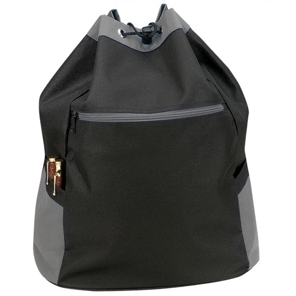 600D Poly Drawstring Backpack - Item #977 - Dark Gray-Black