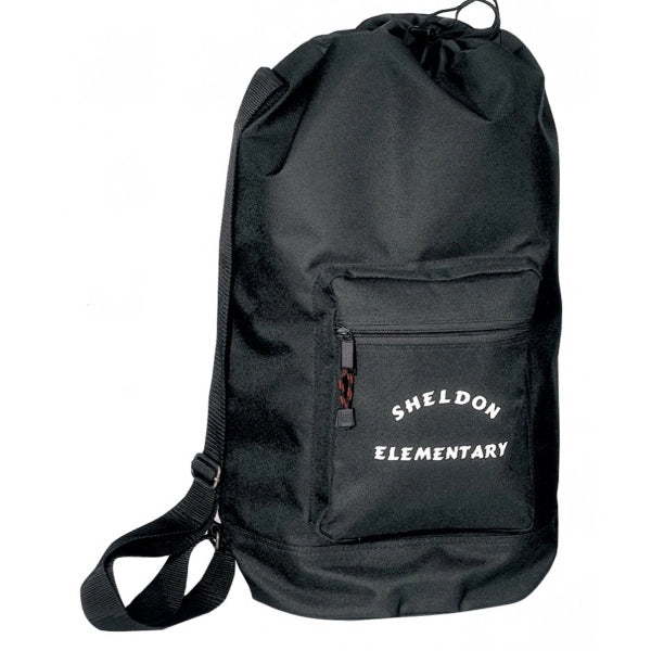 Large 600D Poly Drawstring Backpack 22" - Item #920 - Black