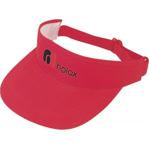 Pro Style Deluxe Poly-Cotton Twill Visor, Plastic Buckle - Item #C2406 - Red