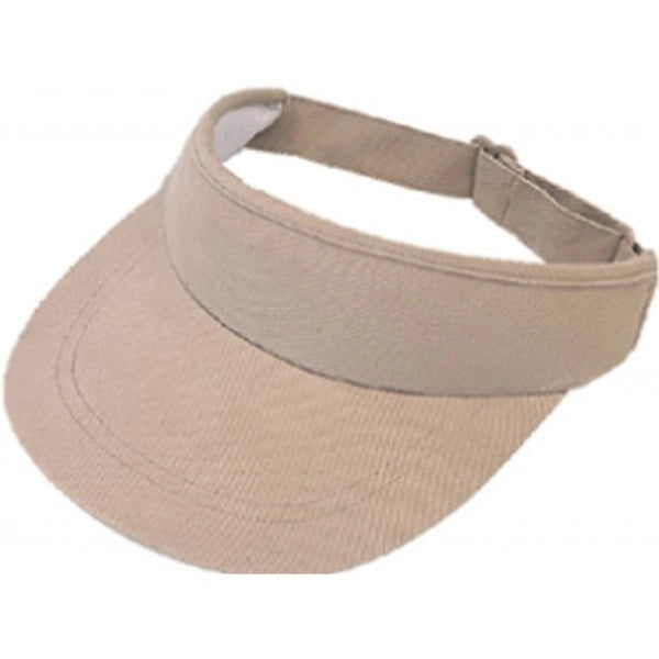 Pro Style Deluxe Poly-Cotton Twill Visor, Plastic Buckle - Item #C2406 - Khaki