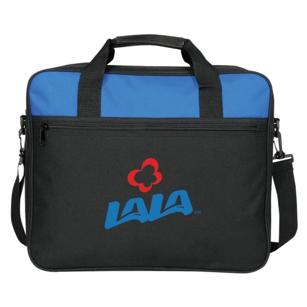Basic Poly Business Portfolio with Front Zipper Pocket - Item #0044 - Multi Color-Blue-Black