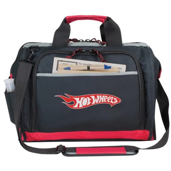 Large Open Deluxe 600D Poly Tool Bag with Multi Pockets - Item #0229 - Black-Red-Gray