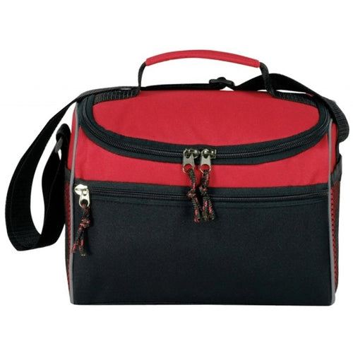 6-Pack 600D Poly Cooler Bag 10" - Item #485 - Red-Black