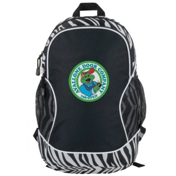 Zebra Print 600D Poly Backpack - Item #1102 - Zebra