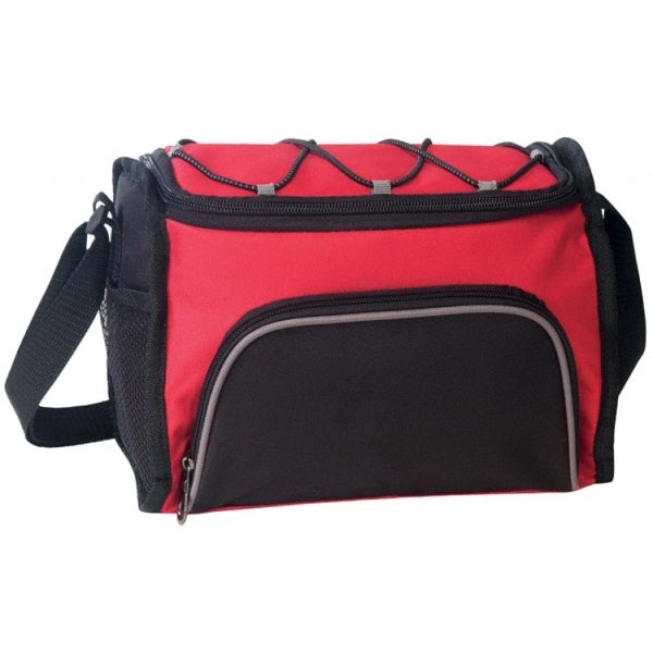 6-Pack 600D Poly Cooler Bag, Two-Tone - Item #444 - Red-Black