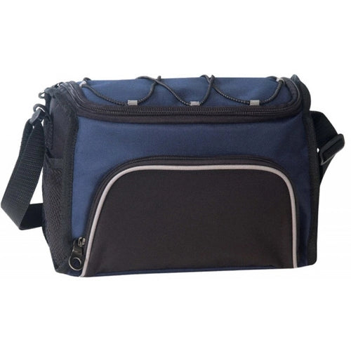 6-Pack 600D Poly Cooler Bag, Two-Tone - Item #444 - Navy-Black