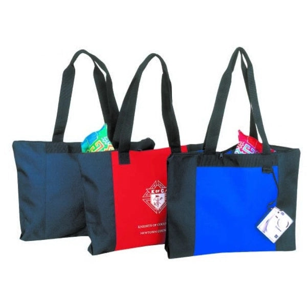 600D Poly Zippered Tote Bag 20" x 15" - Item #4312 - Royal-Black