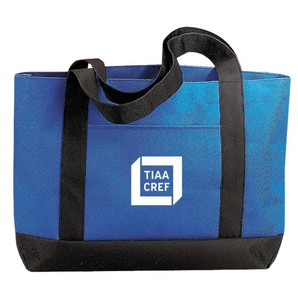 Two-Tone 600D Poly Tote Bag with Front Pocket - Item #4209 - Royal-Black