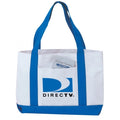 Two-Tone 600D Poly Tote Bag with Front Pocket - Item #4209 - White-Royal