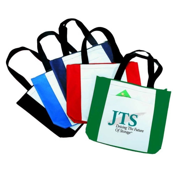 Two-Tone 600D Poly Zippered Tote Bag 16.5" - Item #4404 - White-Royal