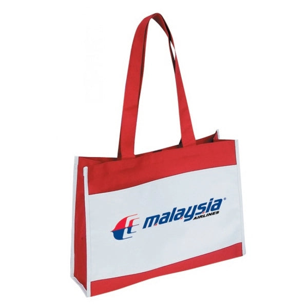 Two-Tone 600D Poly Tote Bag 16" - Item #S4303 - White-Red