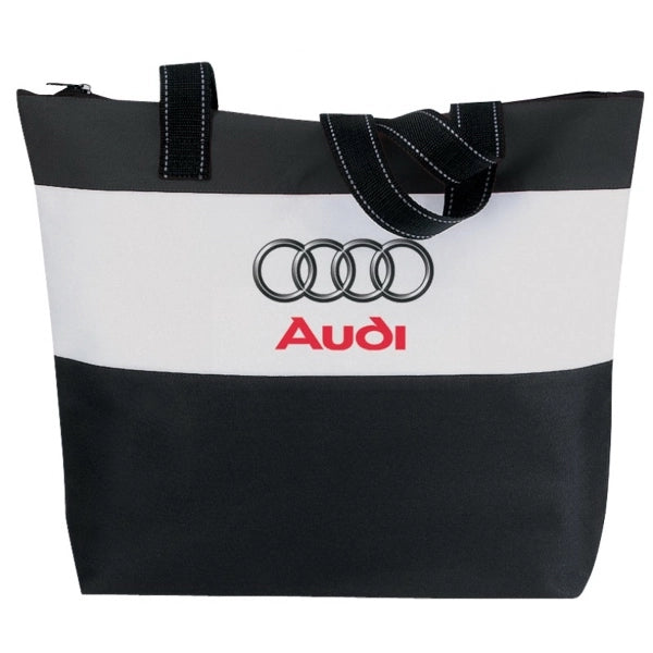 3-Tone 600D Poly Zippered Tote Bag - Item #4345