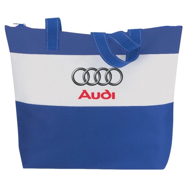 3-Tone 600D Poly Zippered Tote Bag - Item #4345