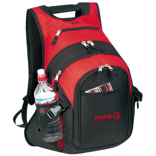 Wide-Handle Deluxe 600D Poly Computer Backpack - Item #933 - Red