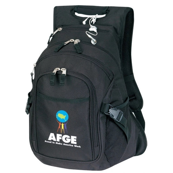 Wide-Handle Deluxe 600D Poly Computer Backpack - Item #933 - Black