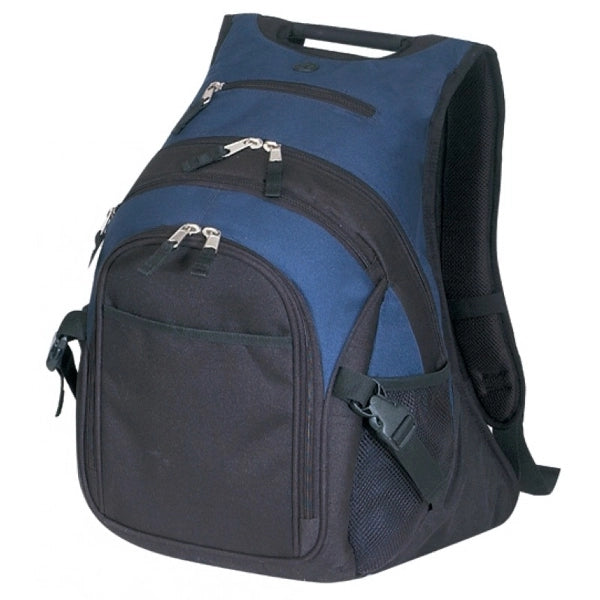 Wide-Handle Deluxe 600D Poly Computer Backpack - Item #933 - Navy