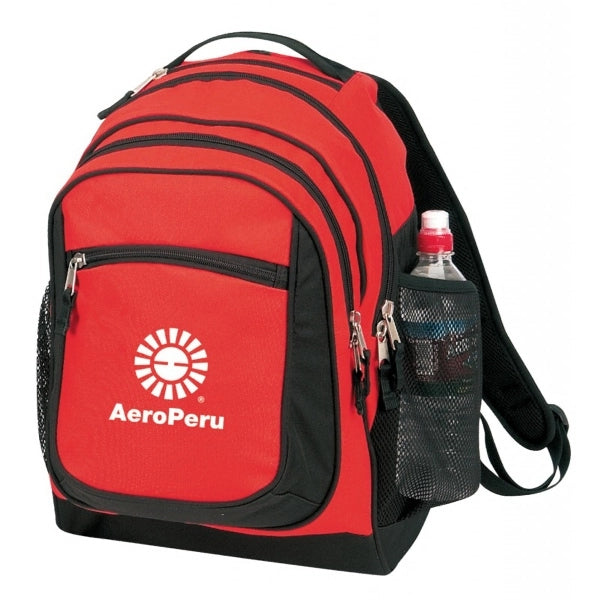 Round Deluxe 600D Poly Backpack with Multi Pockets - Item #932 - Red