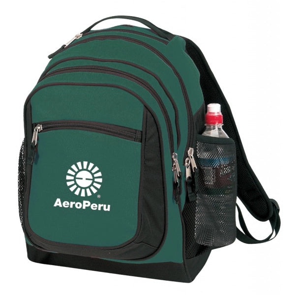 Round Deluxe 600D Poly Backpack with Multi Pockets - Item #932 - Forest Green