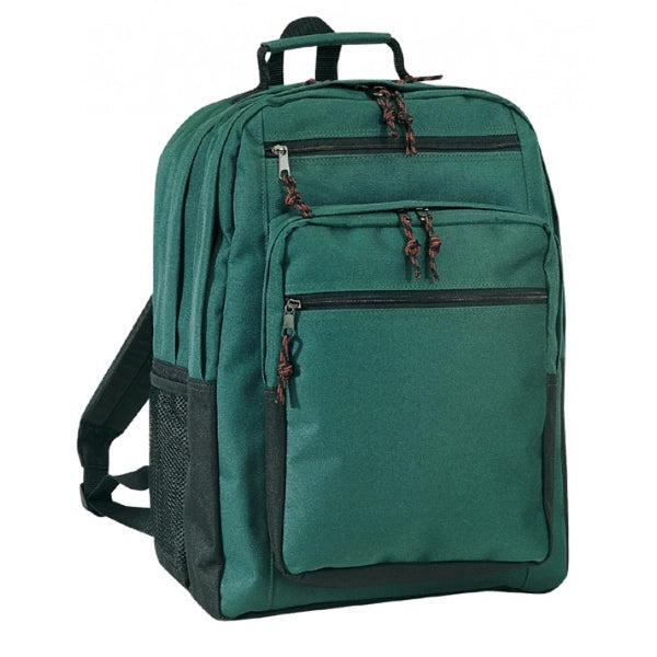 Deluxe 600D Poly Travel School Backpack with Multi Pockets - Item #921 - Forest Green