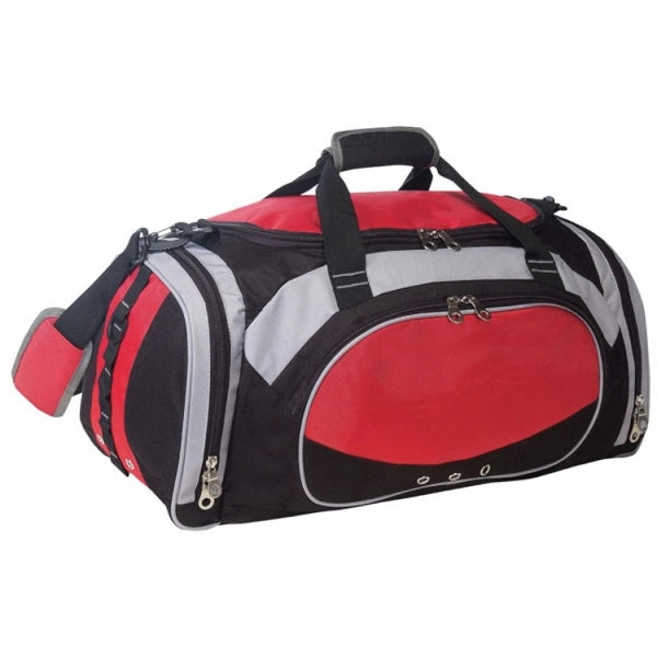 Deluxe Ripstop Poly Duffel with Shoe Storage 23" Wide - Item #5538 - Red-Black