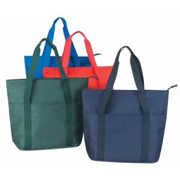 600D Poly Zippered Tote Bag with Multiple Pockets 20" - Item #4313 - Black