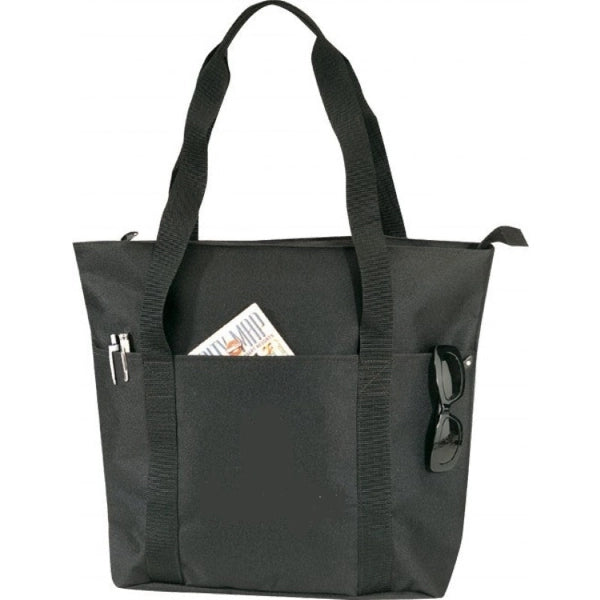 600D Poly Zippered Tote Bag with Multiple Pockets 20" - Item #4313 - Black