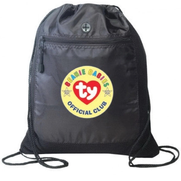 Poly Mesh Drawstring Tote with Zipper & Headphone Pocket - Item #984