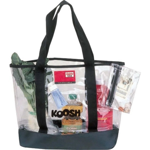 Clear Vinyl Tote Bag 20" - Item #4321 - Clear-Black