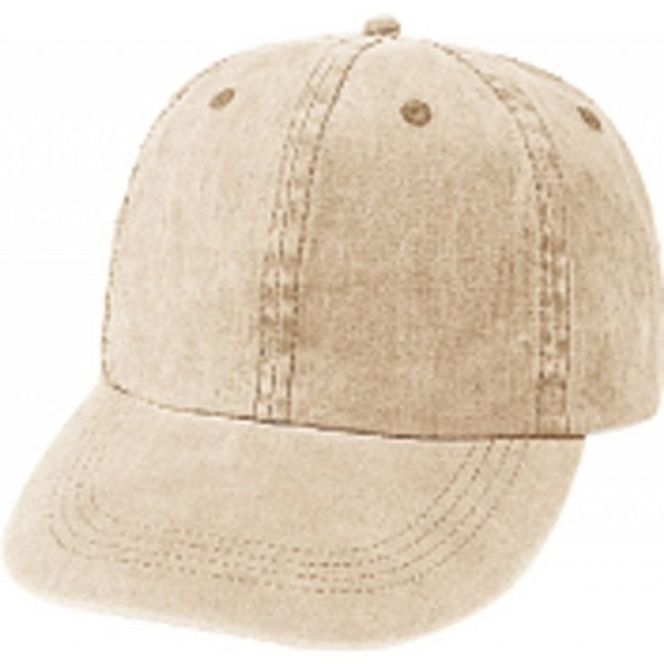 Low Crown Unstructured Brushed Washed Cotton Cap, Brass Buckle - Item #C1208 - Khaki