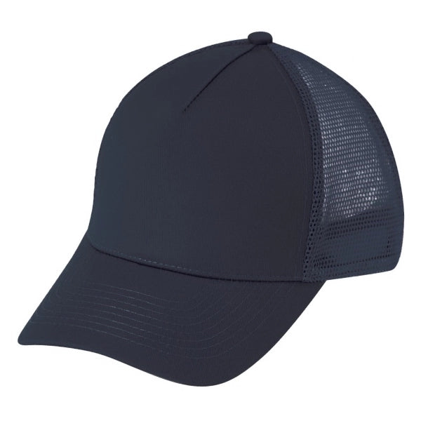 Low Crown Constructed 5-Panel Cotton Twill Mesh Cap, Hook & Loop - Item #C1607 - Navy Blue